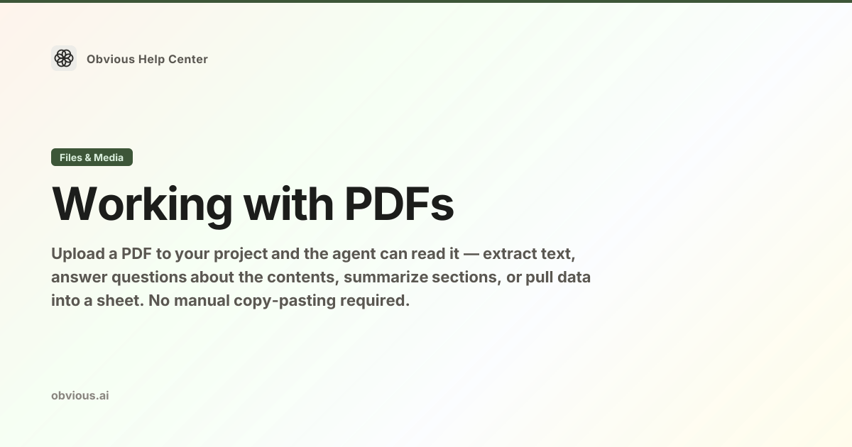 Working with PDFs — Obvious Help Center