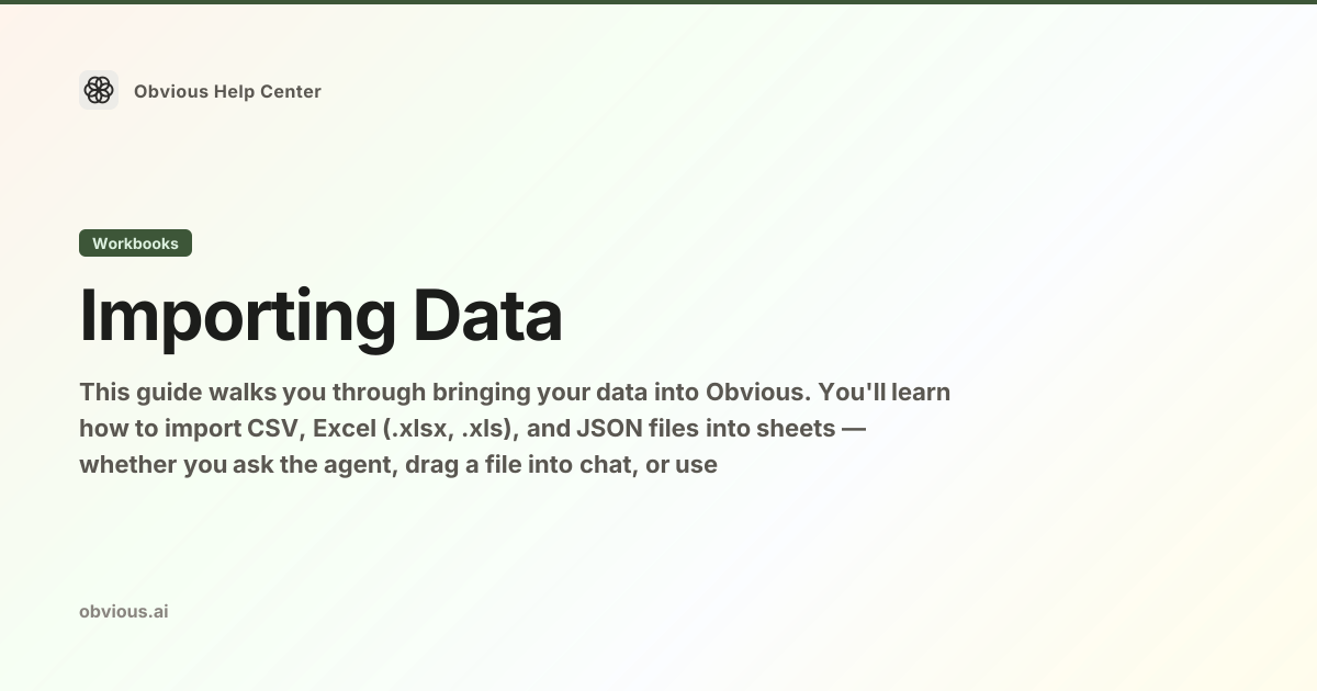 Importing Data — Obvious Help Center