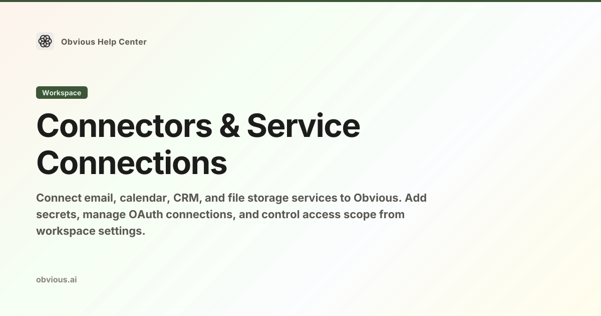 How to Manage Connectors in Obvious — Obvious Help Center