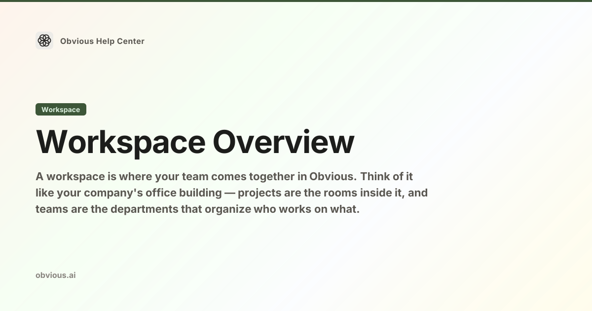 Workspace Overview — Obvious Help Center